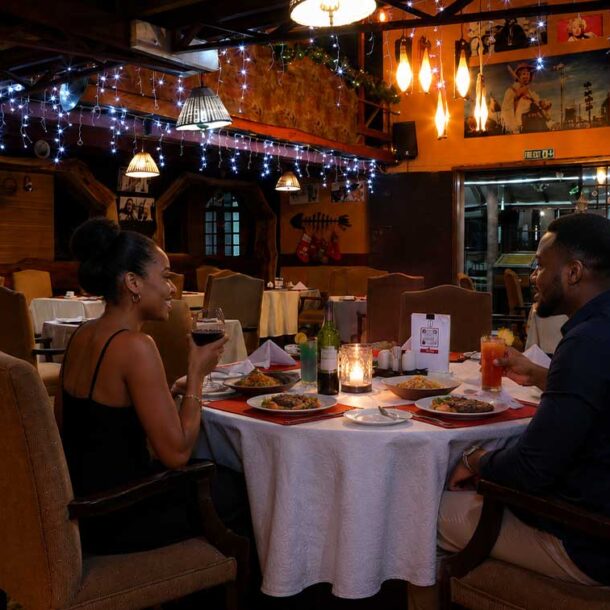 a couple dinning at kongoni camp nanyuki